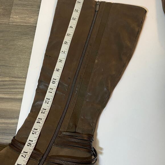 Torrid Western Knee High Boots with Straps Faux Suede Dark Brown Chunky Heel 11W - Picture 11 of 11
